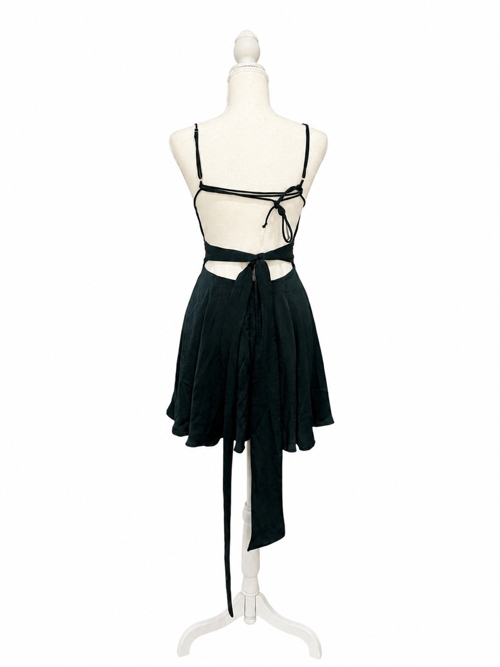 Lucy in the Sky Quinn Tie A Line Mini Dress Emerald Green Size S - Picture 4 of 6